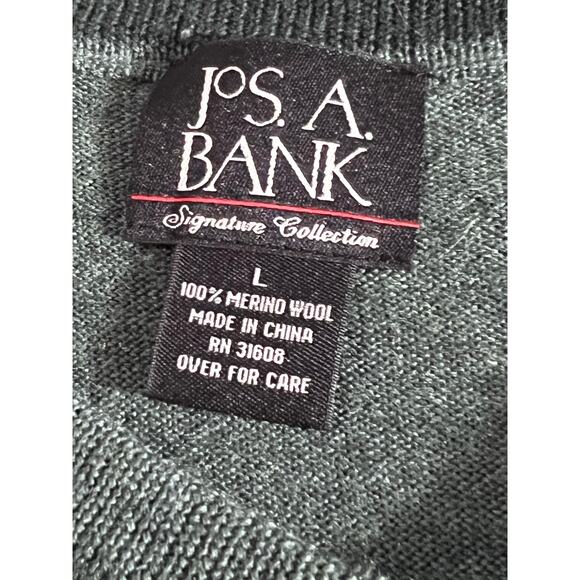Jos. A. Bank Signature Collection 100% Merino Wool V-Neck Sweater sz Large Green - Picture 5 of 7